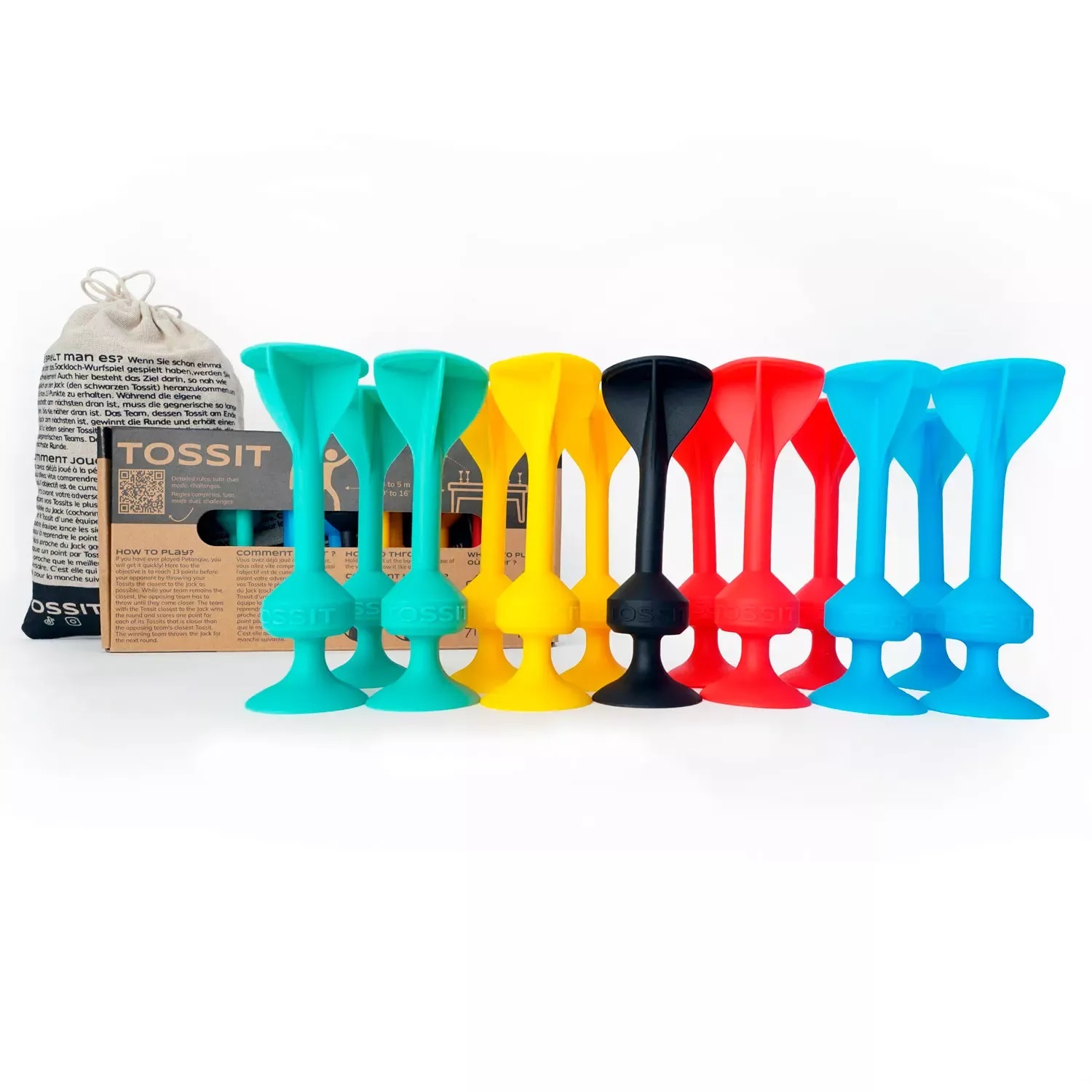Tossit: Family Pack (4 Players) - Red/Cyan/Light Blue/Yellow