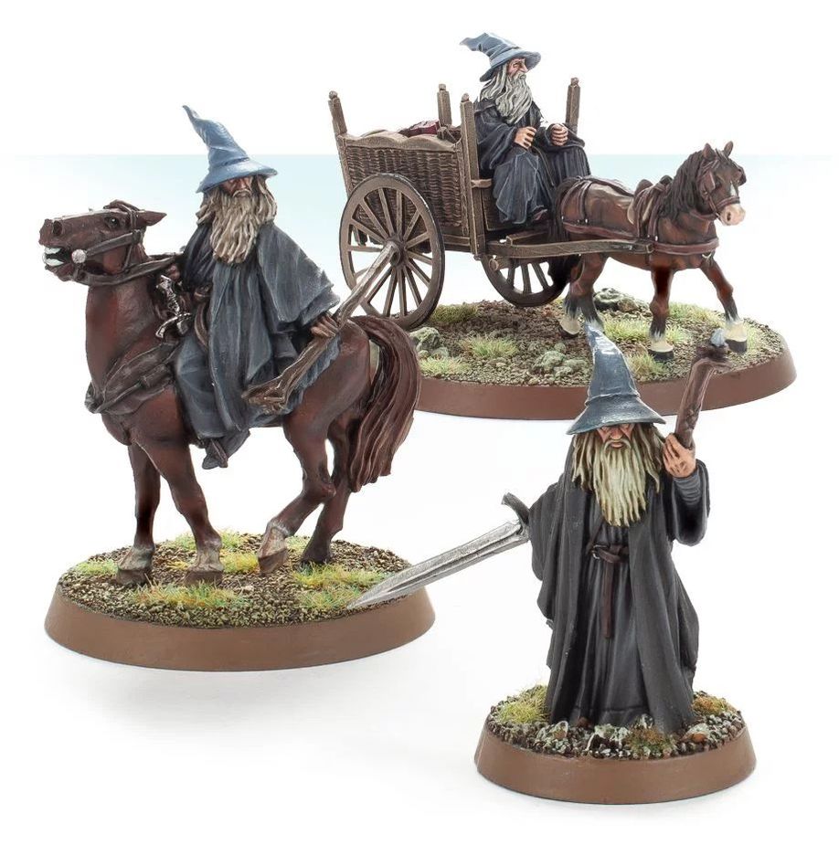 Middle Earth: Gandalf the Grey a pie y montado en carro (VD)
