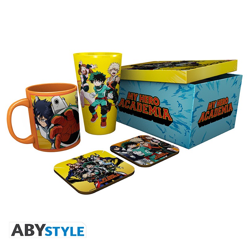 MY HERO ACADEMIA - Pck Verre XXL + Mug + 2 Coasters "Héros"