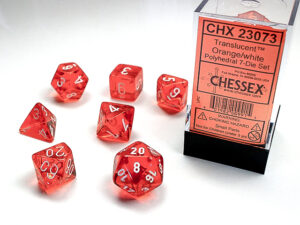 Chessex: Translucent Polyhedral 7-Die Set – Orange/White