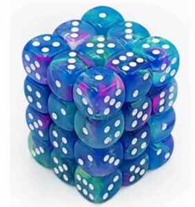Chessex: Festive 12mm d6 Waterlily/white Dice Block (36u)