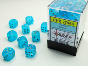 Chessex: Luminary 12mm d6 Sky/silver Dice Block (36 dice)