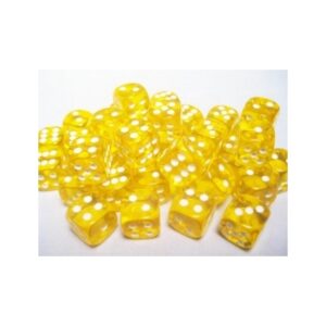 Chessex: Translucent 16mm D6 Pips Dice (12u) Yellow/White