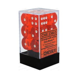 Chessex: Translucent 16mm D6 Pips Dice (12u) Orange/White