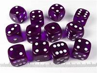 Chessex: Translucent 16mm D6 Pips Dice (12u) Purple/White