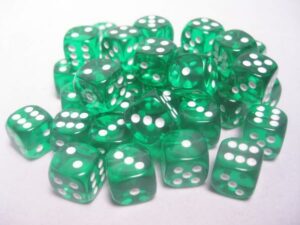 Chessex: Translucent 12mm D6 Dice (36u) Green/White