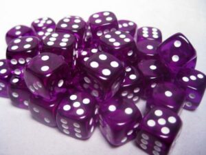 Chessex: Translucent 12mm D6 Dice (36u) Purple/White