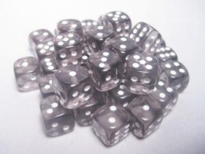 Chessex: Translucent 12mm D6 Dice (36u) Smoke/White