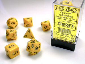Chessex: Opaque Polyhedral 7-Die Set – Yellow/Black