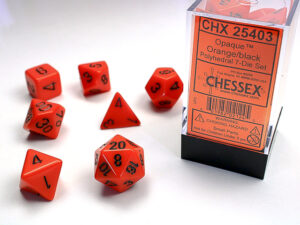 Chessex: Opaque Polyhedral 7-Die Set – Orange/Black