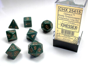 Chessex: Opaque Polyhedral 7-Die Set – Dusty Green/Copper