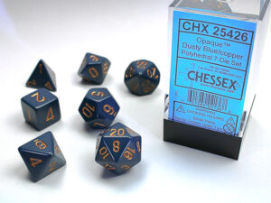 Chessex: Opaque Polyhedral 7-Die Set – Dusty Blue/Copper