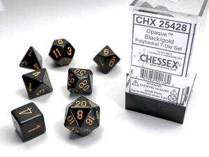 Chessex: Opaque Polyhedral 7-Die Set – Black/Gold