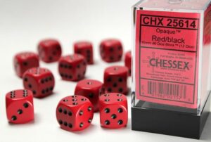 Chessex: Opaque 16mm d6 Dice (12u) – Red/Black