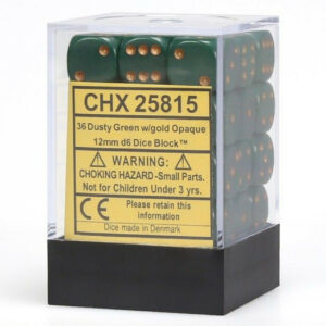 Chessex: Opaque 12mm d6 Dice (36u) – Dusty Green/Copper