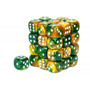 Chessex: Gemini 12mm d6 Gold-Green/white (36 dados)