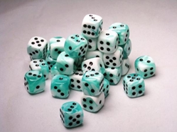 Chessex: Gemini 12mm d6 Black-Grey/green (36 dados)