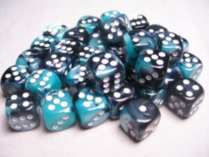 Chessex: Gemini 12mm d6 Black-Shell/white (36 dados)