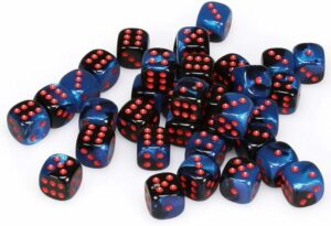 Chessex: Gemini 12mm d6 Black-Starlight/red  (36 dados)
