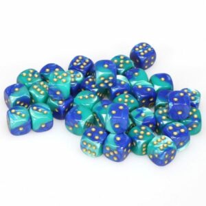 Chessex: Gemini 12mm d6 Blue-Teal/gold (36 dados)