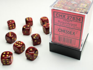 Chessex: Vortex 12mm d6 Burgundy/gold Dice Block (36 dice)