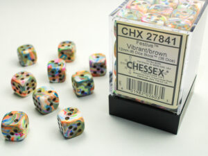 Chessex: Festive 12mm d6 Vibrant/brownk Dice Block (36 dice)