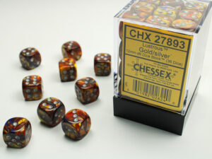 Chessex: Lustrous 12mm d6 Gold/silver Dice Block (36 dice)
