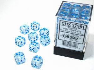 Chessex: Borealis 12mm d6 Icicle/light bluer Luminary (36u)