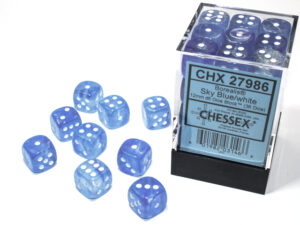 Chessex: Borealis 12mm d6 Sky Blue/white Luminary (36u)
