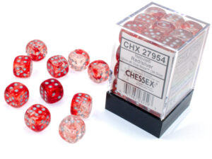 Chessex: Nebula 12mm d6 Red/silver Luminary Dice Block (36u)