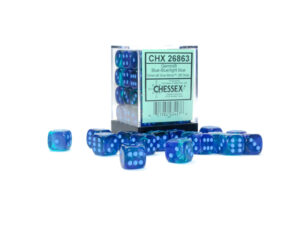 Chessex: Gemini 12mm d6 Blue-Blue/light blue Luminary (36u)