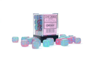 Chessex: Gemini 12mm d6 Green-Pink/blue Luminary (36u)