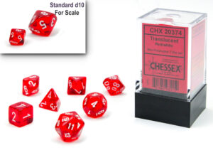Chessex: Translucent Mini-hedral Red/white 7-Die Set (20374)
