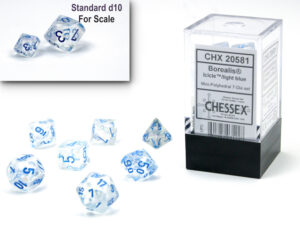 Chessex: Borealis Mini-hedral Icicle/light blue Luminary 7-Die (20581)