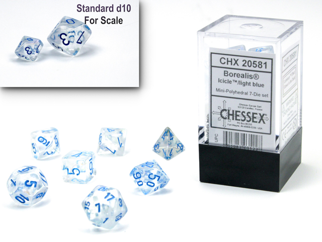 Chessex: Borealis Mini-hedral Icicle/light blue Luminary 7-Die (20581)