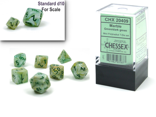 Chessex: Marble Mini-hedral Green/dark green 7-Die Set (20409)