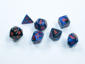 Chessex: Gemini Mini-hedral Black-Starlight/red 7-Die Set (20658)