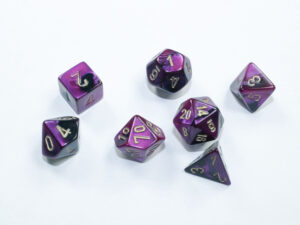 Chessex: Gemini Mini-hedral Black-Purple/gold 7-Die Set (20640)