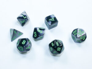 Chessex: Gemini Mini-hedral Black-Grey/green 7-Die Set (20645)