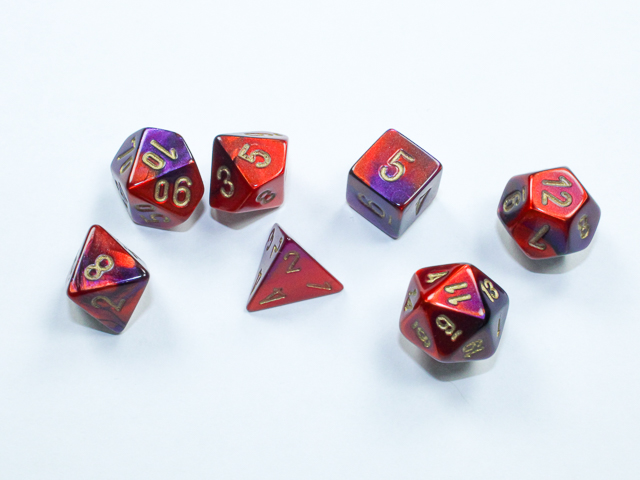 Chessex: Gemini Mini-hedral Purple-Red/gold 7-Die Set (20626)