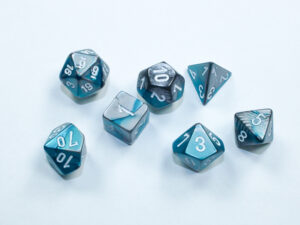 Chessex: Gemini Mini-hedral Steel-Teal/white 7-Die Set (20656)