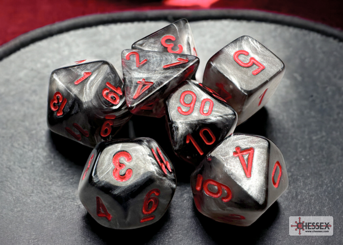 Chessex: Velvet Mini-hedral Black/red 7-Die Set (20478)