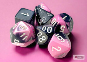 Chessex: Gemini Mini-hedral Black-Pink/white 7-Die Set (20630)