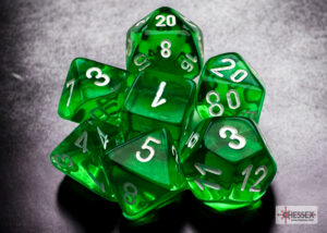 Chessex: Translucent Mini-hedral Green/white 7-Die Set (20375)