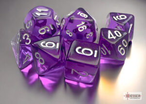 Chessex: Translucent Mini-hedral Purple/white 7-Die Set (20377)