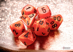 Chessex: Vortex Mini-hedral Orange/black 7-Die Set (20433)