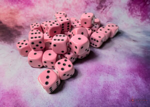 Chessex: Opaque Pastel Pink/black 12mm d6 Dice Block (36 dice) (25864)
