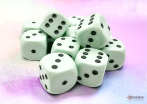 Chessex: Opaque Pastel Green/black 16mm d6 Dice Block (12 dice) (25665)