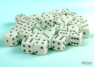 Chessex: Opaque Pastel Green/black 12mm d6 Dice Block (36 dice) (25865)