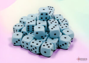 Chessex: Opaque Pastel Blue/black 12mm d6 Dice Block (36 dice) (25866)